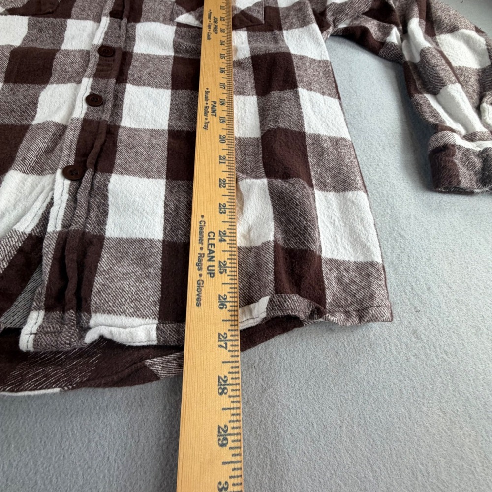 Trail Crest Buffalo Plaid‎ Flannel Shirt Brown White Workwear Mens Size XL Vtg - Picture 6 of 10